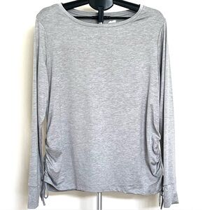 Avia Gray Top Long Sleeve Ruched Sides With Drawstrings Women's Size XL